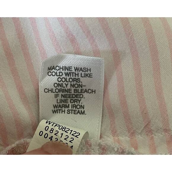 J Jill Women Tunic Top L‎ Pink Striped Button Up Rayon Coastal Preppy Beachy - Picture 14 of 15